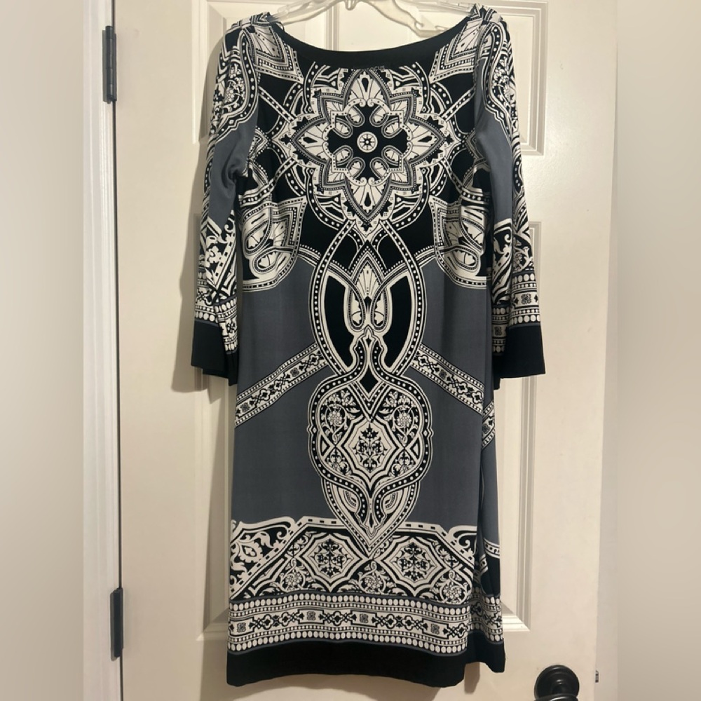 Enfocus Studio Black and White Long Sleeve Dress